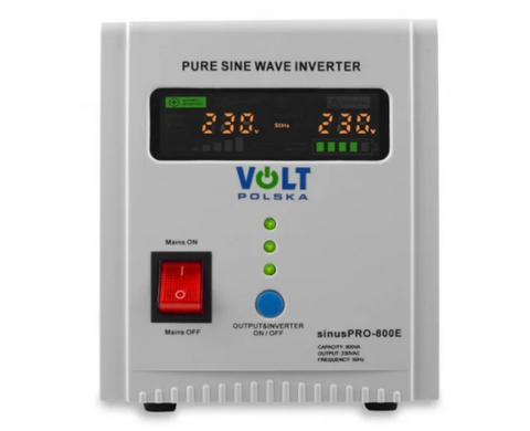 Гібридний ДБЖ/Інвертор Volt Polska Sinus pro 800 E 12/230V 500/800W (3SP080012E)